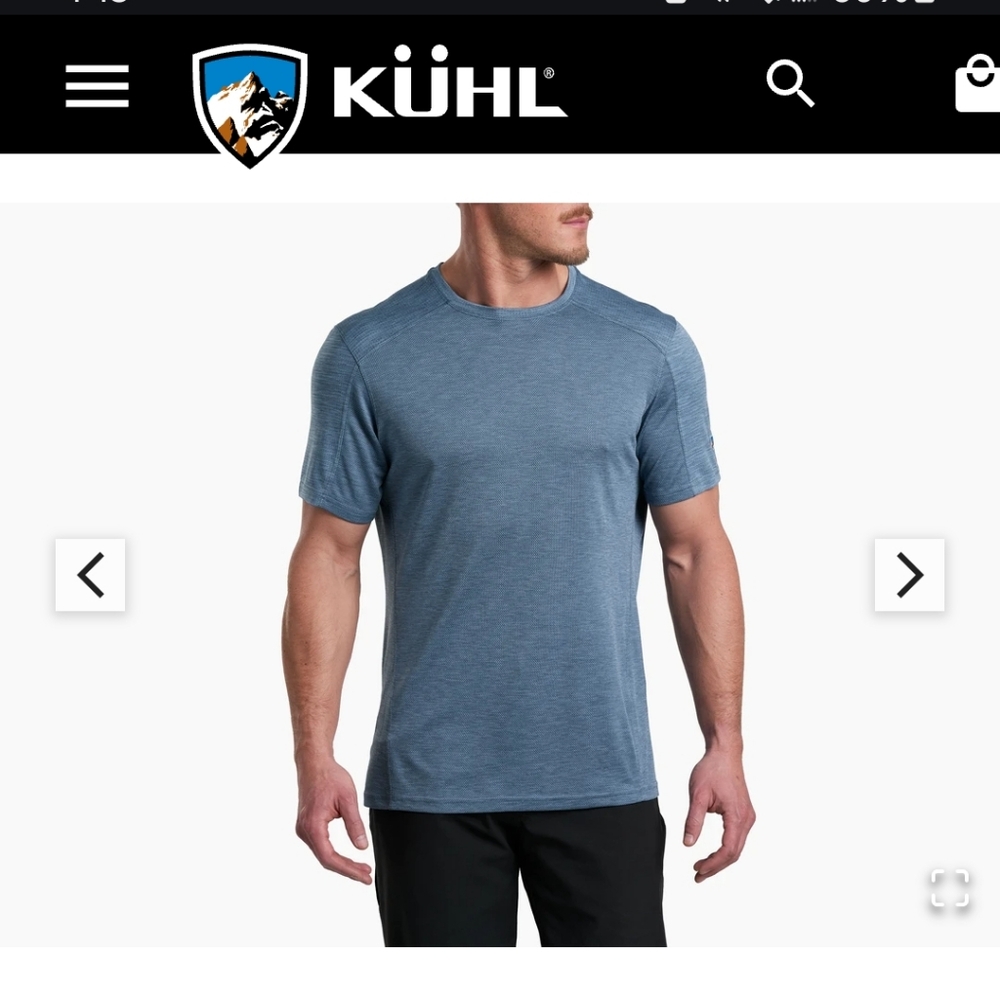 Kuhl Engineered Krew short sleeve athletic tech workout shirt in blue mens large
